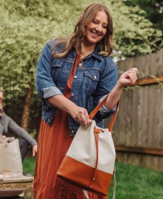 Sirolo Canvas and Leatherette 11.8" Bucket Tote Bag