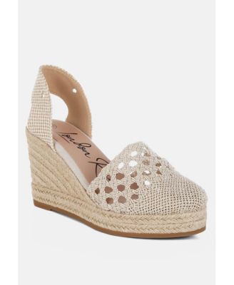 Womens Sea Breeze Woven Lace-Up Espadrille Wedges
