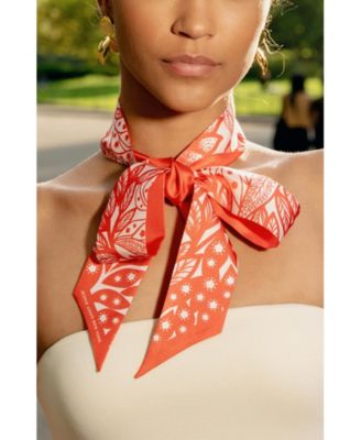 Silk Skinny Scarf Scarlet Tree of Life