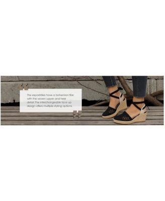 Womens Sea Breeze Woven Lace-Up Espadrille Wedges