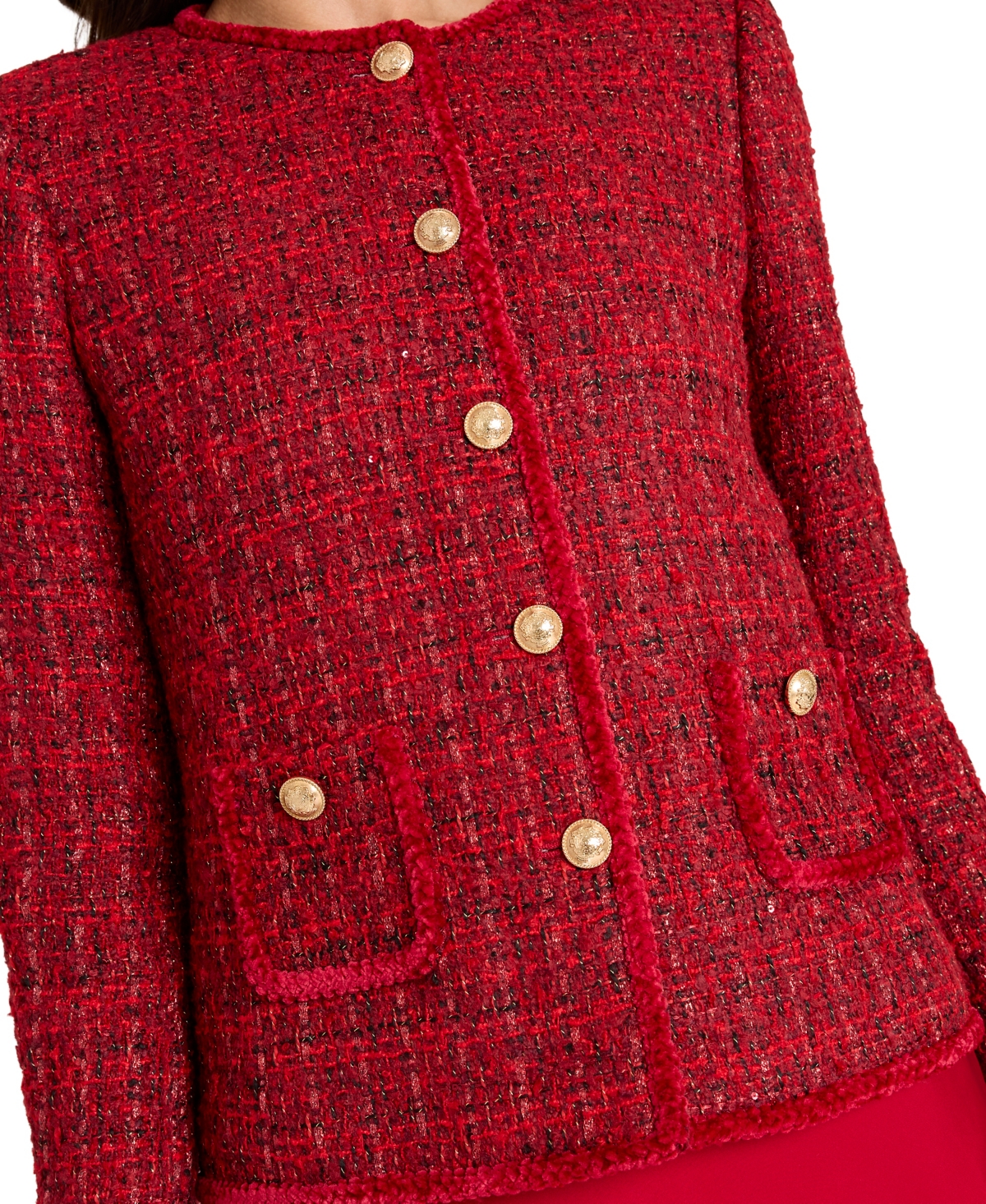 Tahari Asl Petite Long-Sleeve Boucle Jacket