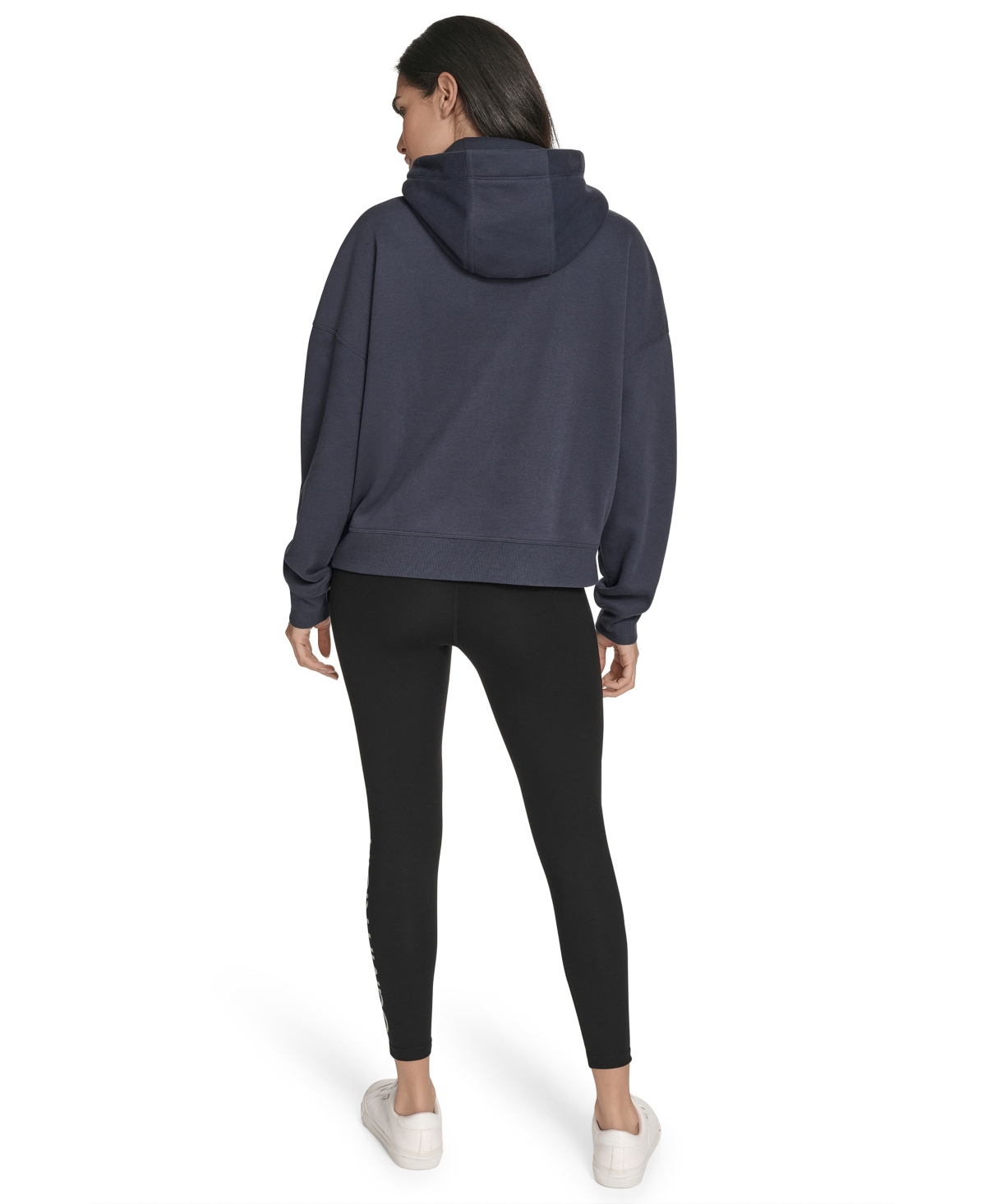 Calvin Klein Women's Performance Metallic Outline Logo Fleece Hoodie In Black