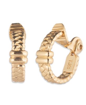 Lauren Ralph Lauren - Gold-Tone Herringbone Hoop Earrings