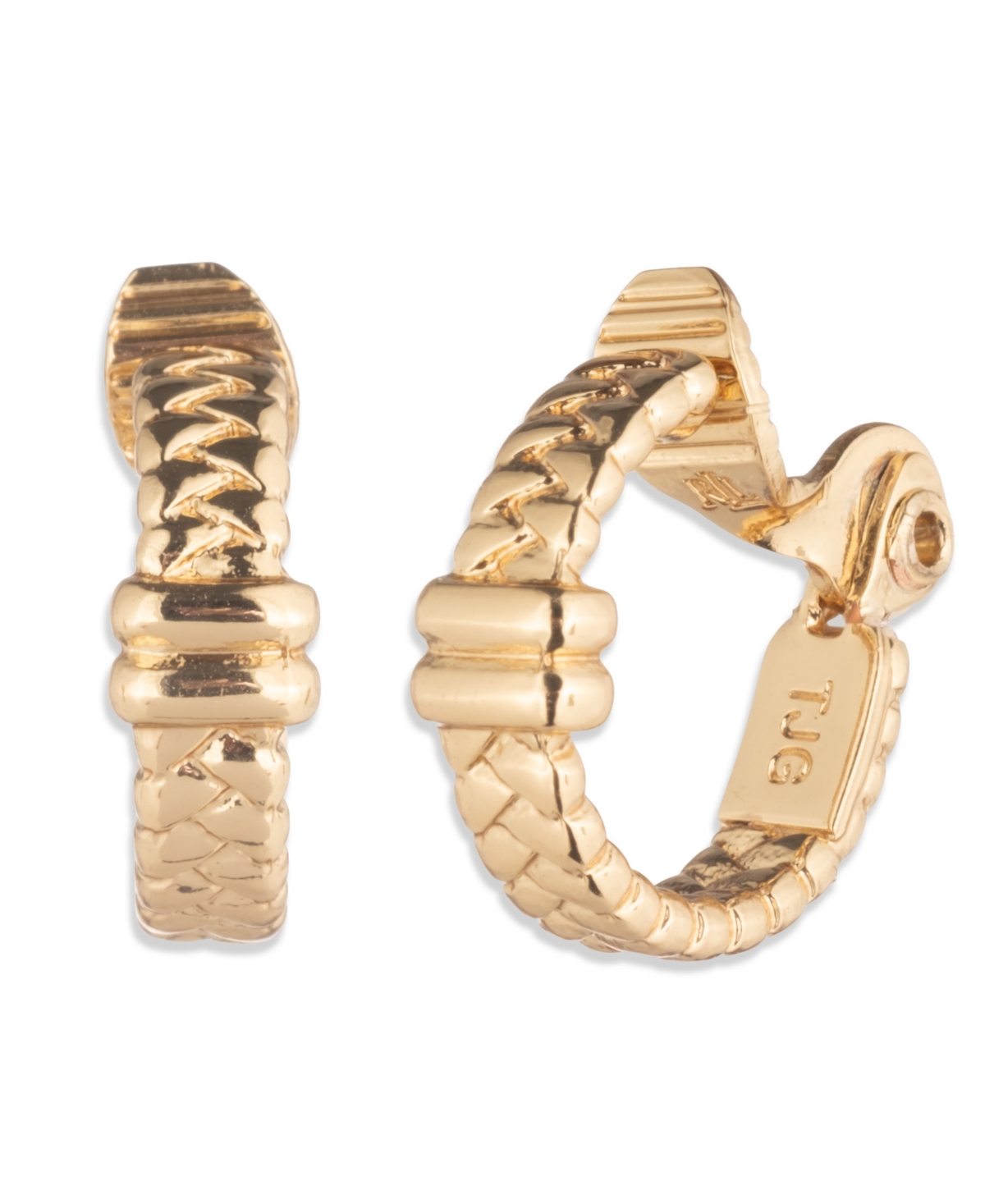 Lauren Ralph Lauren Gold-Tone Herringbone Hoop Earrings