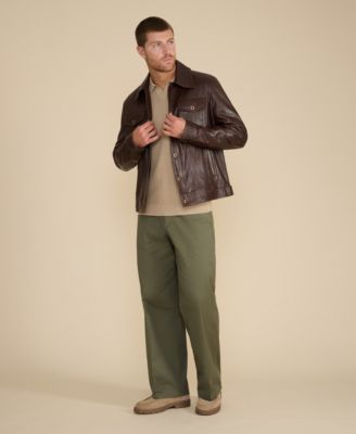 Men's Leather Jacket, Brown, Created for Macy's