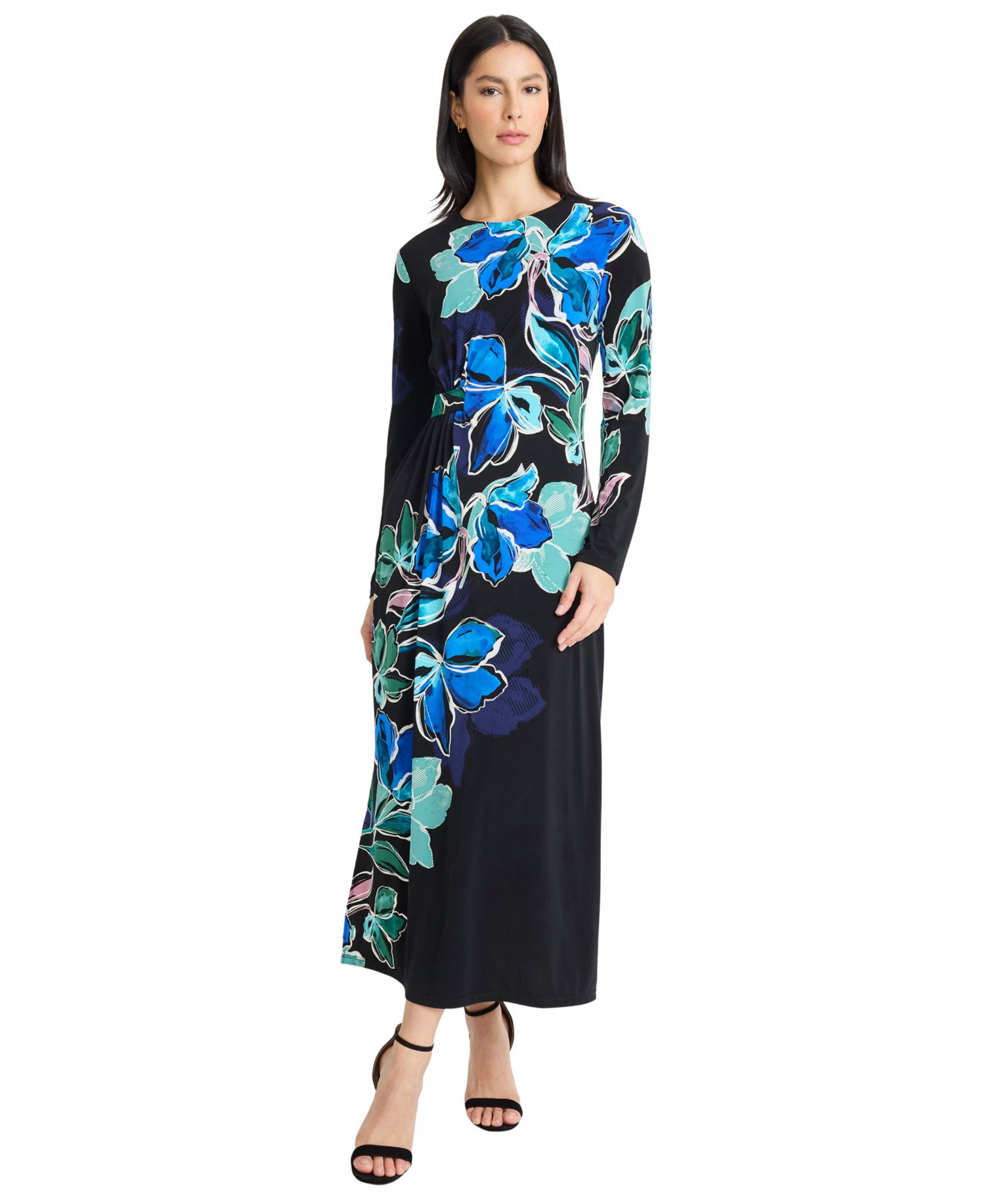 Women's Crewneck Placement Print Maxi Dress