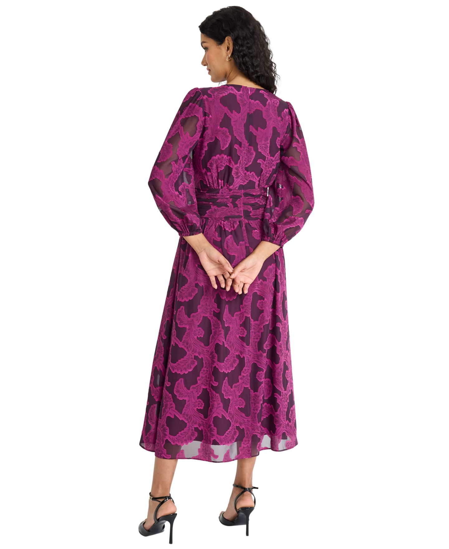 Женское платье Maggy London Long-Sleeve Midi, цвет: Пурпурный — фото 3