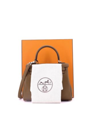 Kelly 25 Handbag Verso Swift with Palladium Hardware