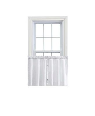 Ellis Stacey 1.5" Rod Pocket High Quality Fabric Solid Color Window Tailored Tier Pair 56"x45" White