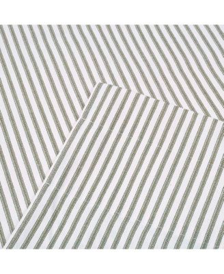 Plaza Classic Ticking Stripe Printed on 1.5" Rod Pocket Natural Ground Tailored Swag 56" x 36" Sage