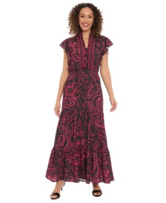 London Times - Women's Smocked Waist Maxi Dress