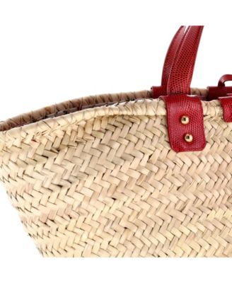 Kendra Logo Basket Bag Embroidered Straw