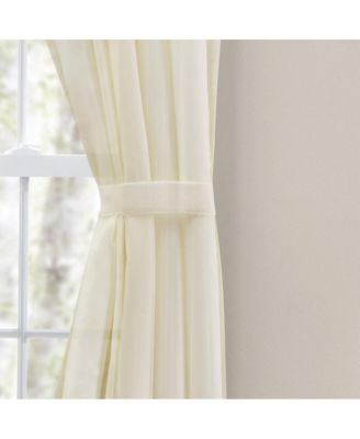 Shadow Stripe Tailored Curtain Panel Pair for Windows with Ties 80" x 63" Natural