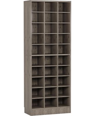 10-Tier Wooden Shoe Storage Cabinet with 30 Cubbies, Freestanding Tall Shoe Rack Organizer