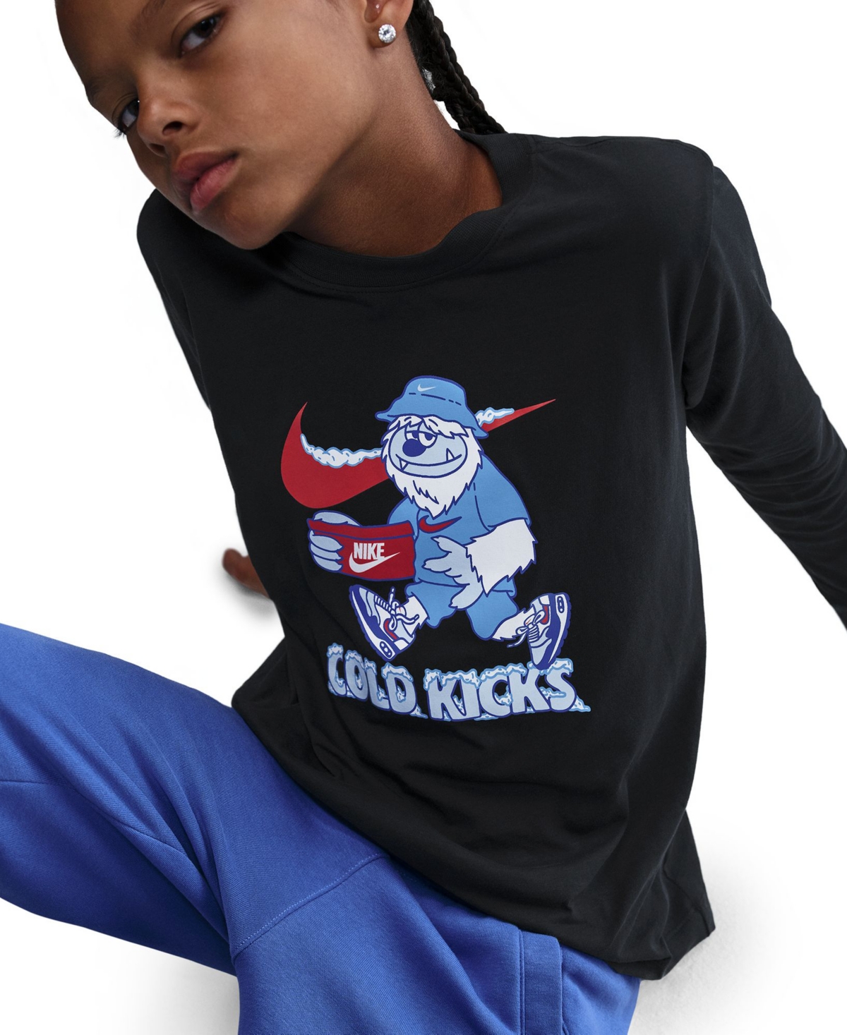 Nike Girls Sportswear Printed Long-Sleeve T-Shirt