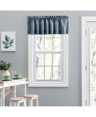 Ellis Lisa Solid Color Poly Cotton Duck Fabric Tailored Valance 58"x15" Dusty Blue