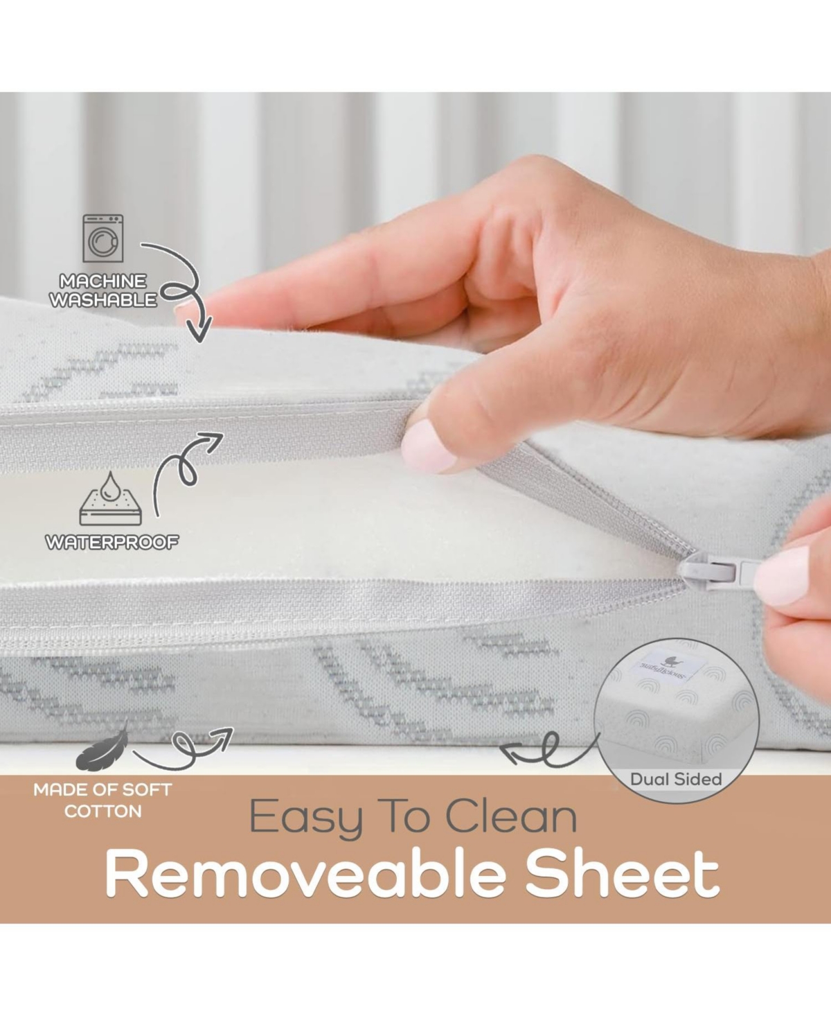 Babylicious Waterproof Pack N Play Mattress Topper – Twin (38" x 26") Soft Memory Foam, Roll-Up Design, Breathable and