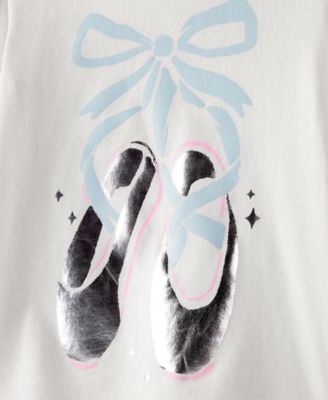 Girls' Toddler 2T-5T Long-Sleeve Metallic Graphic T-Shirt