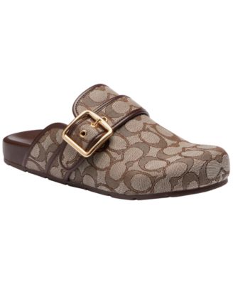 COACH - Women's Signature Jacquard Round Toe Archival Buckle Clogs