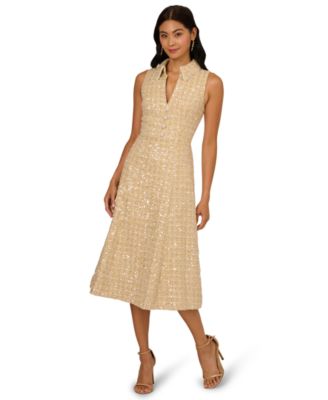 Adrianna Papell - Women's Tweed Shirt Ankle Dress