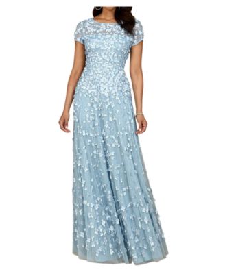 Women's 3D floral embellished cap sleeve gown