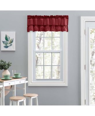 Ellis Stacey 1.5" Rod Pocket High Quality Fabric Solid Color Window Ruffled Filler Valance 54"x13" Merlot