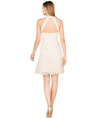 Women's Beaded Halter Neck Bridal Midi Dress