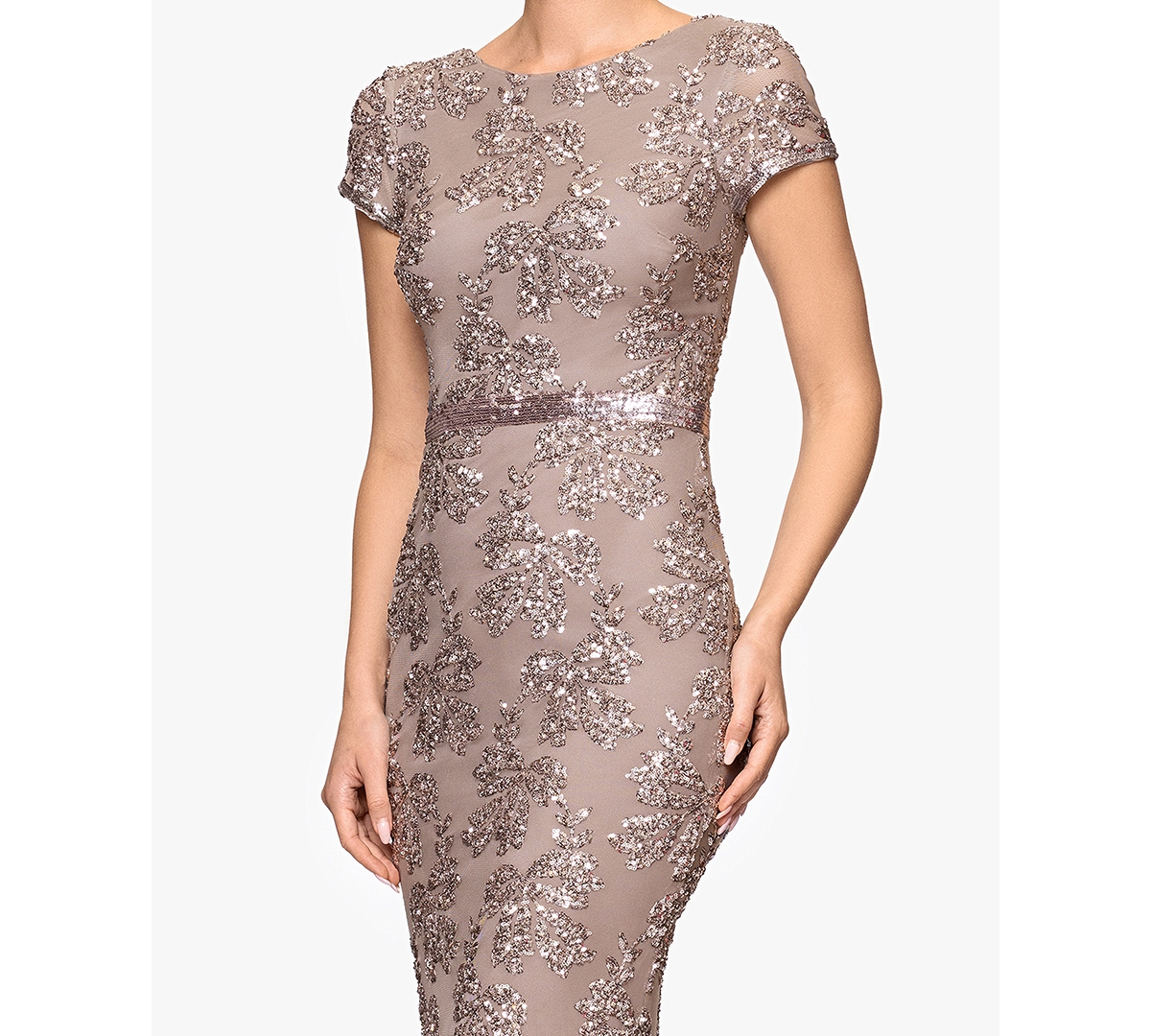 Betsy & Adam Petite Sequin Detail Gown