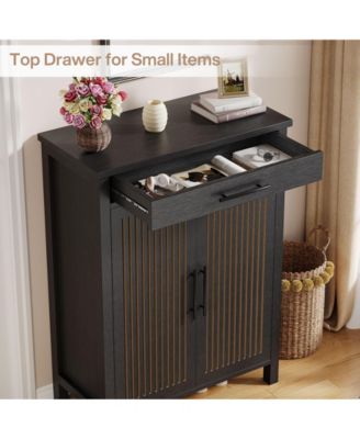 Shoe Cabinet, 5-Tier Shoe Storage Cabinet with Louvered Doors and Drawer