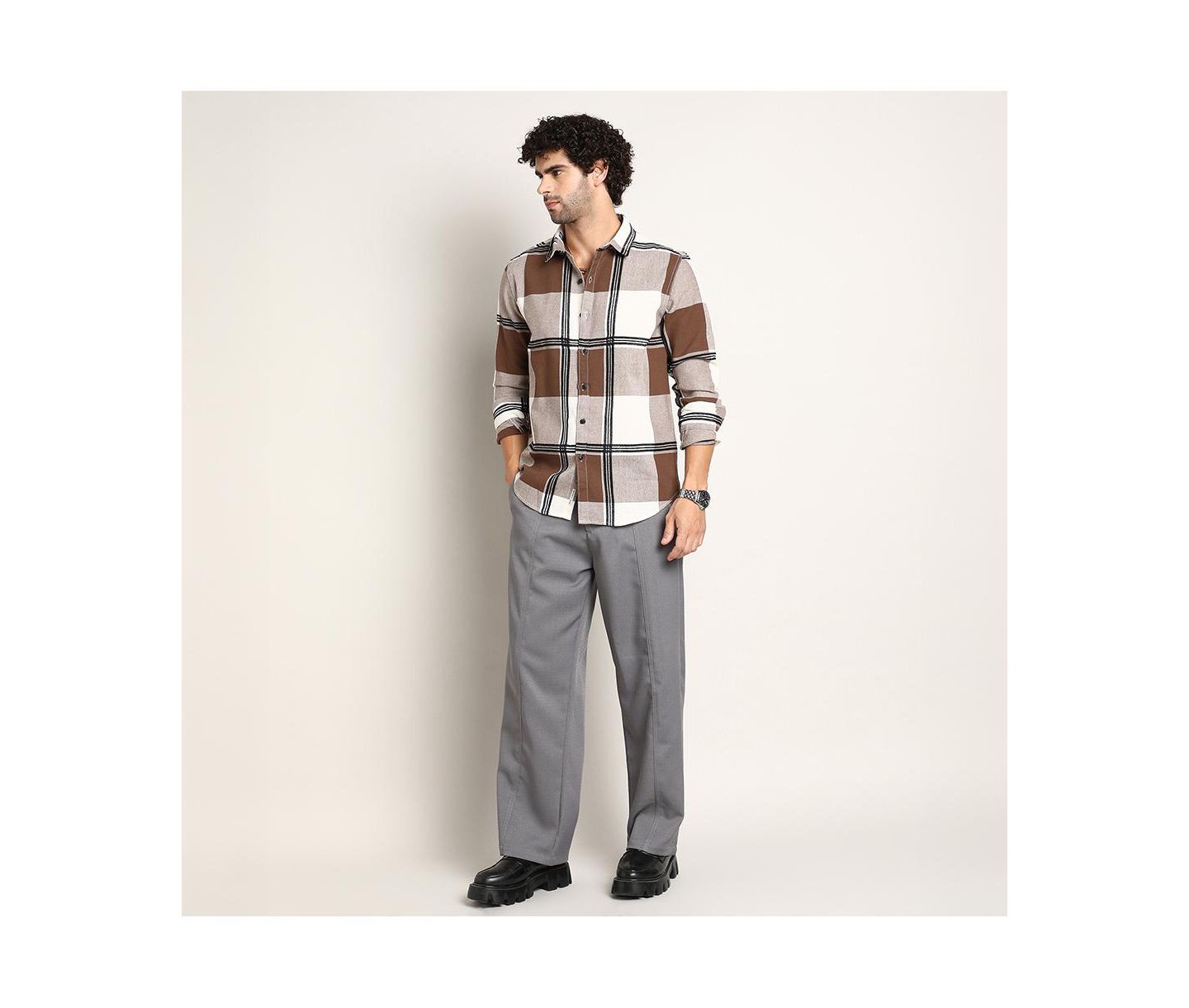 Мужская рубашка Cahoot Campus Sutra Russet Brown Overlap Buffalo, цвет: Коричневый — фото 5