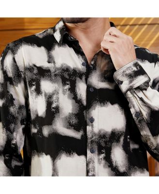 Men's Onyx Black Textured Brushwork Shirt