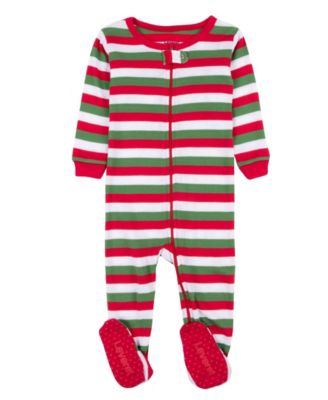 Toddler Footed Cotton Striped Holiday Pajamas