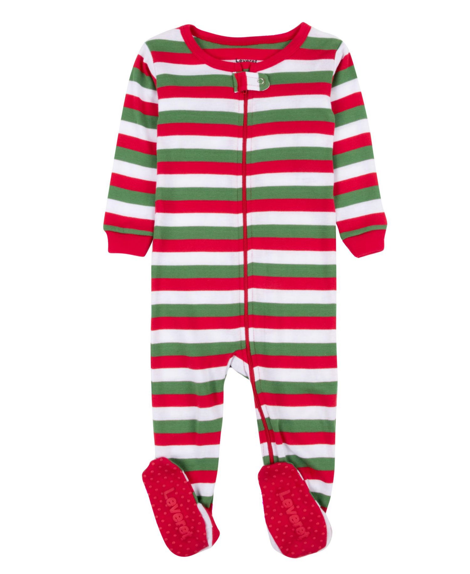Toddler Footed Cotton Striped Holiday Pajamas