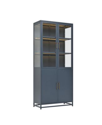 76.75" Tall Display Cabinet with Glass Doors and LED Lights
