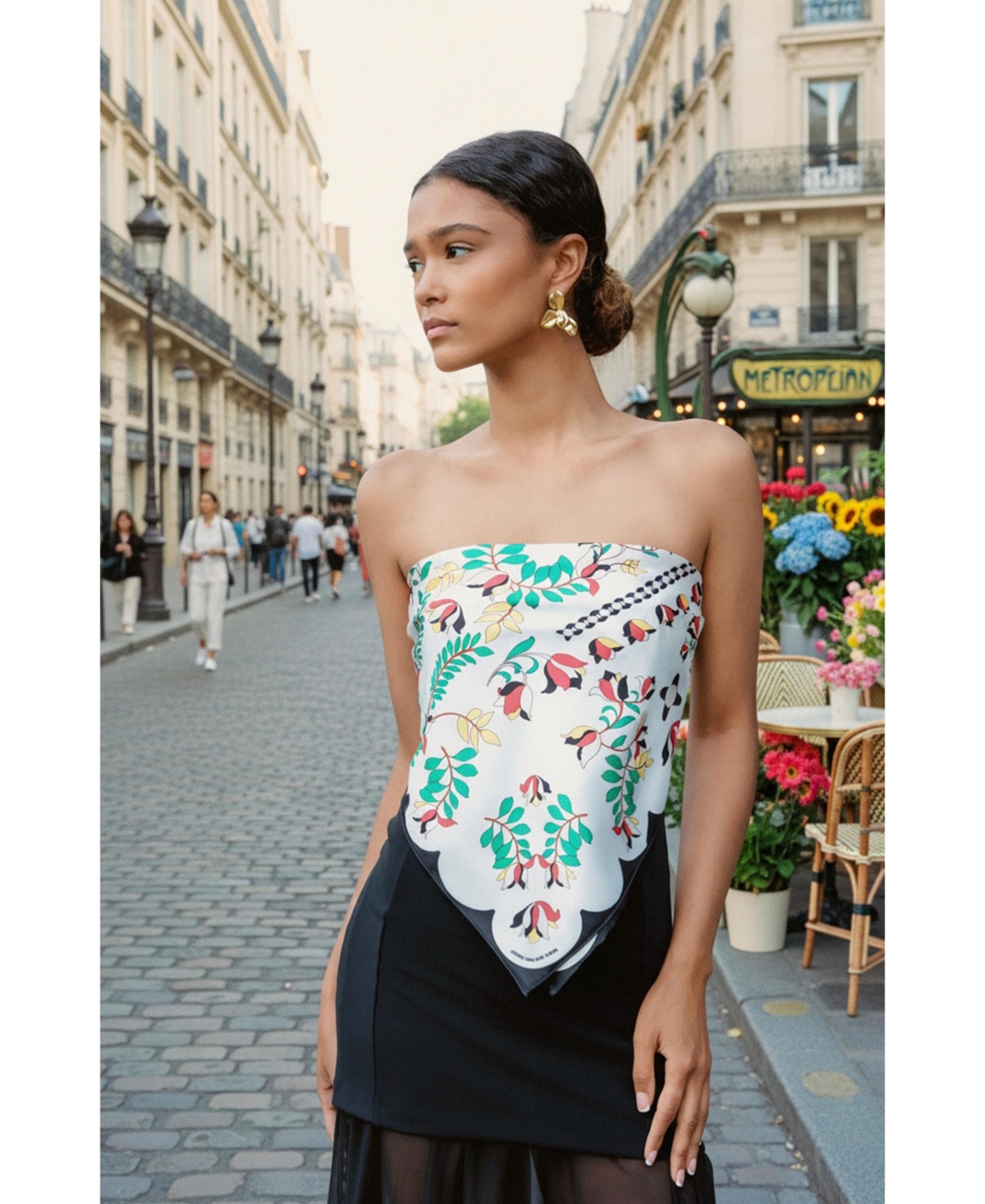 Jessie Zhao New York Double Sided Silk Scarf Floral Parade