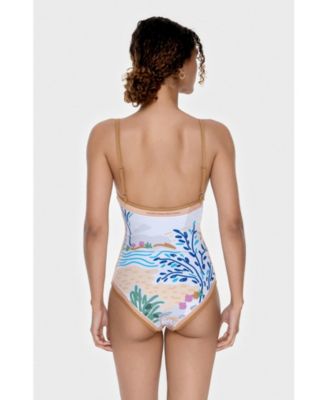 Women's Pink Garden Reversible V-Neck One-Piece Swimsuit