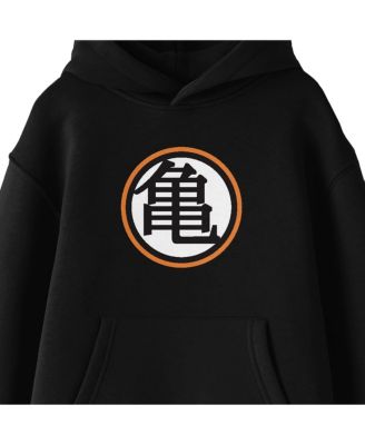 Boys Kanji Emblem Long Sleeve Youth Black Hooded Sweatshirt-XL
