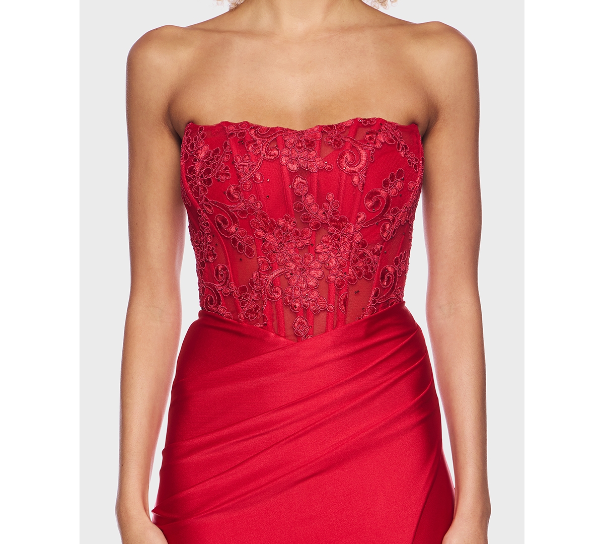 Alex & Sophia Juniors' Corset Top Strapless Midi Dress
