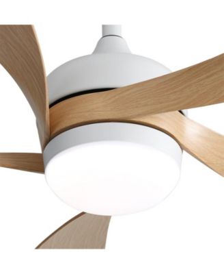 52-inch Minimalist White 5-Blade Flush Mount with Remote Control and Led Light