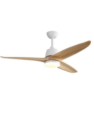 56-inch Modern White 3 Solid Wood Blade Tri Color Dimming Ceiling Fan with Six Speed Remote Control and Forward Reverse Function for Indoor