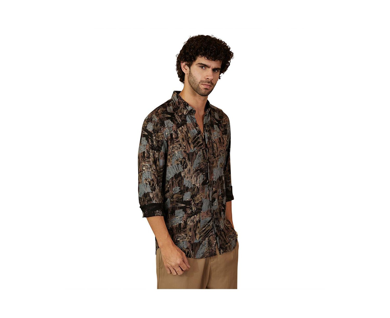 Men's Obsidian Black Impressionistic Strokes Shirt