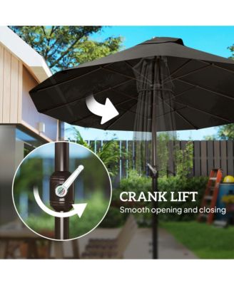 15' Backyard Double-Sided Steel Fabric Market Garden Umbrella Dark