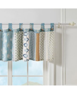 Thalia Stylized Florals and Geometric Prints Bohemian Ultimate Comfort Valance 84"x21" Blue