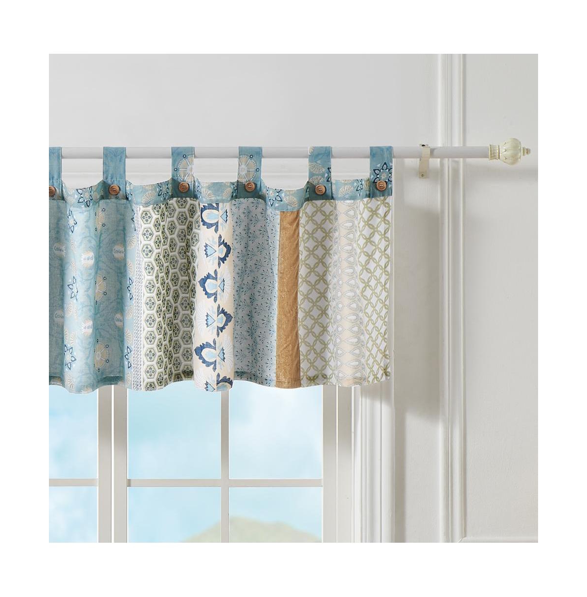 Greenland Home Fashions Thalia Stylized Florals and Geometric Prints Bohemian Ultimate Comfort Valance 84"x21" Blue