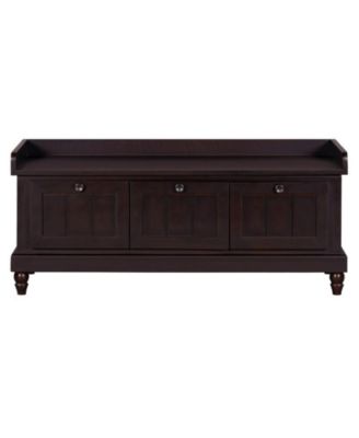 Classic Shoe Bench Cabinet with Cushion and Three Drawers