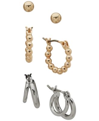 DKNY - 3-Pc. Two-Tone Split Dynamic Hoop Earrings Set