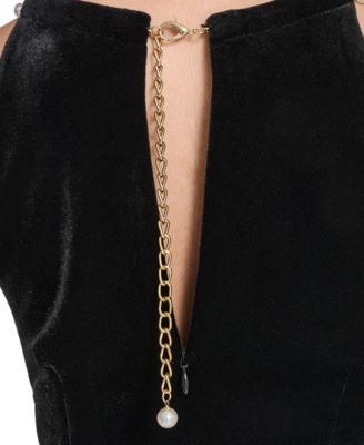 Women's Velvet Sleeveless Halter Neck Dress