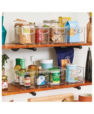 Plastic Stackable Pantry Bins with Handles, 8 Pack, Clear, Made in USA