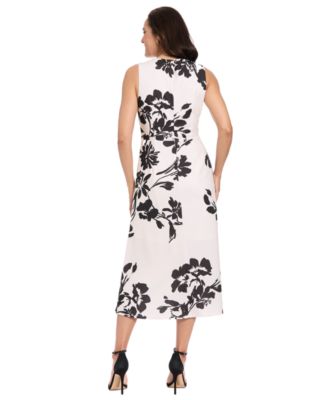Petite Side Ruche Printed Midi Dress