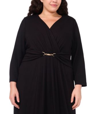 Plus Size Surplice Belted Maxi Dress
